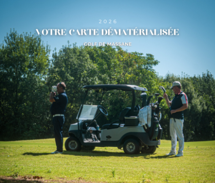 Golfer using a smartphone to access the digital scorecard via QR code at Golf de Massane near Montpellier.