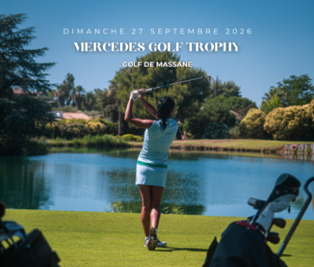 Golfers competing in the Mercedes Golf Trophy on the 18-hole golf course at Golf de Massane near Montpellier, South of France.