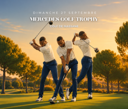 Joueurs participant à une étape du MercedesTrophy sur le parcours 18 trous du Golf de Massane, au sein de l'Horizon Resort Massane.