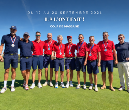 Golf de Massane Senior Men celebrating their 4th Division Championship victory and promotion to the 3rd Division.